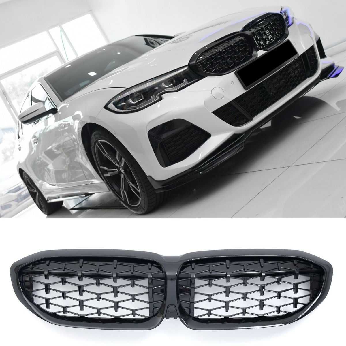 Grila Grile Diamond Nari Duble M BMW G20 G21 2019-2023, Negru Lucios
