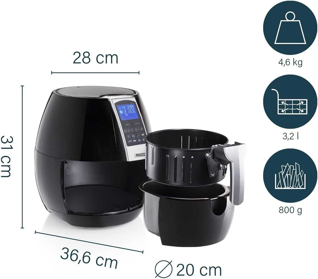 Фритюрник с горещ въздух Air Fryer Princess, 3.2л., 1500W