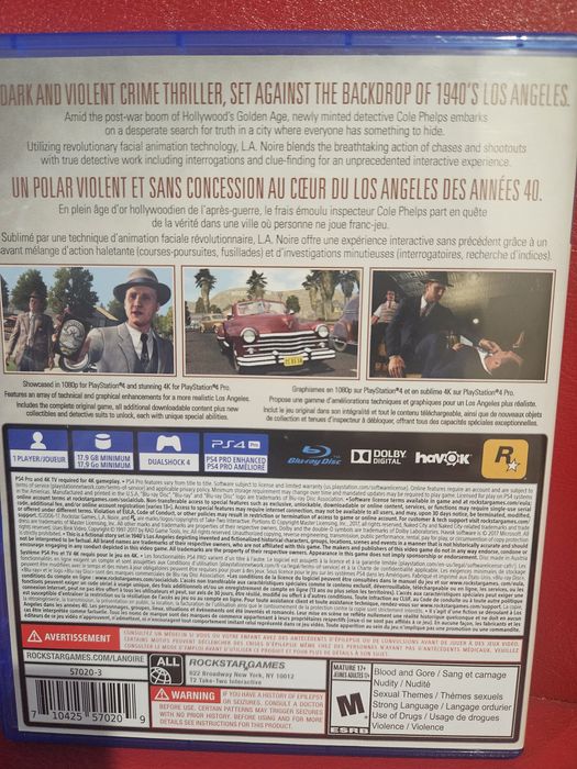 L.A. Noire PlayStation 4 , ps4 , PS4