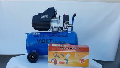 Volt Electric Компресор за въздух 24 литра с пълен сет 5in1