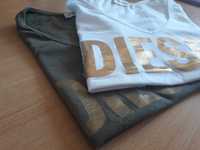Оригинални дамски блузи Diesel с къс ръкав и щампа в златисто/сребр