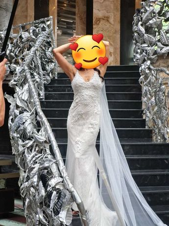Булчинска сватбена рокля с дантела тип русалка