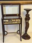 Piedestal postament cuier lemn bronz