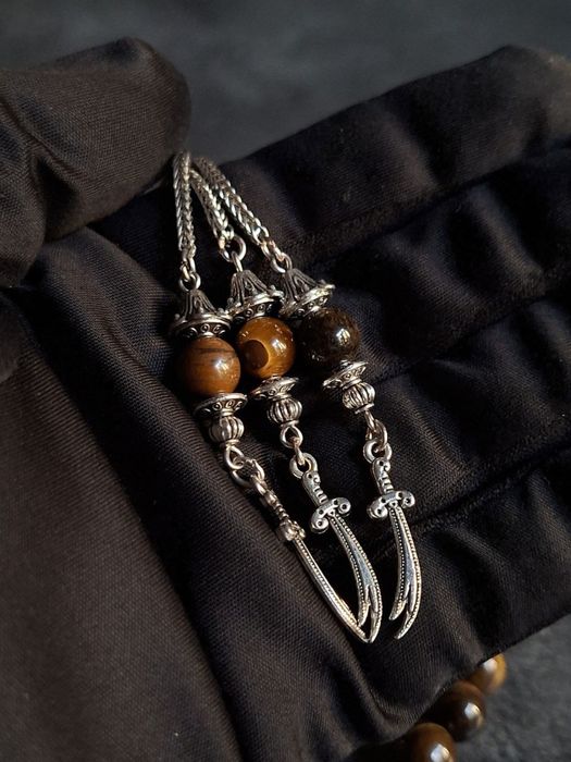 Премиальные чётки(тасбих) ручной работы из тигрового глаза — 33 бусины