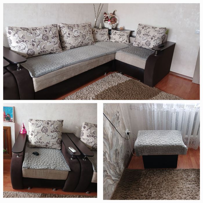 Продам диван +кресло +пуф