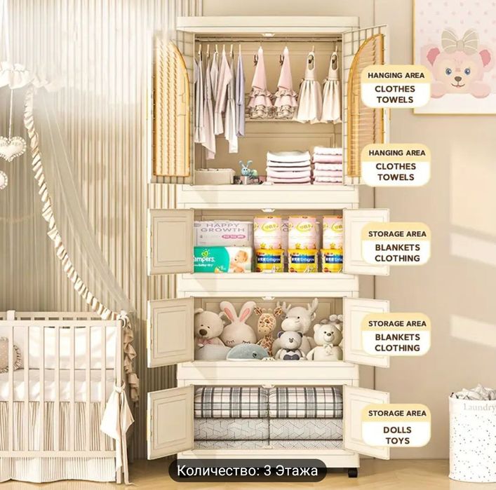 Детский пластиковый гардеробный шкаф