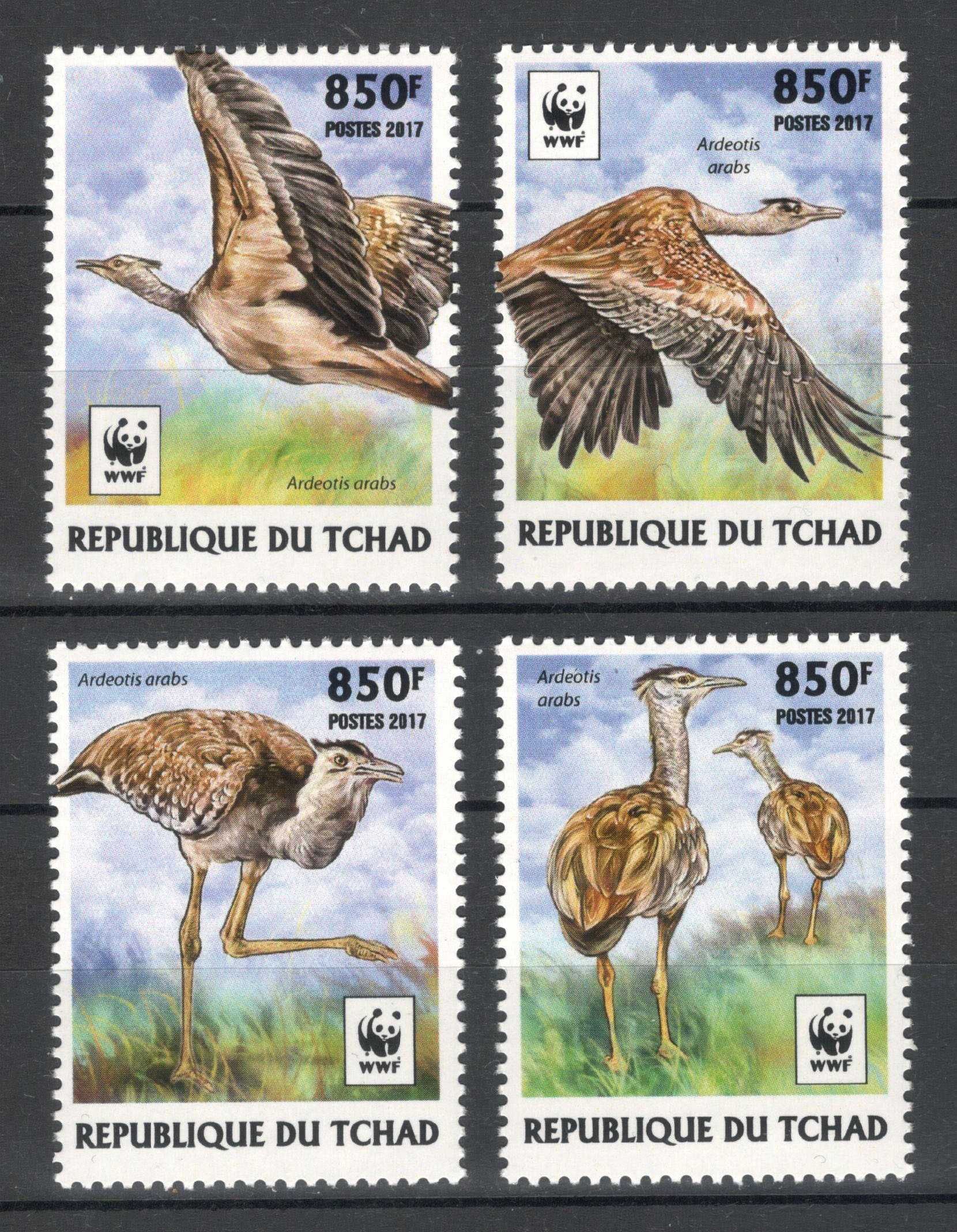 Tchad 2017 - Fauna WWF, Pasari - Serie de 4 timbre - Nestampilata mnh