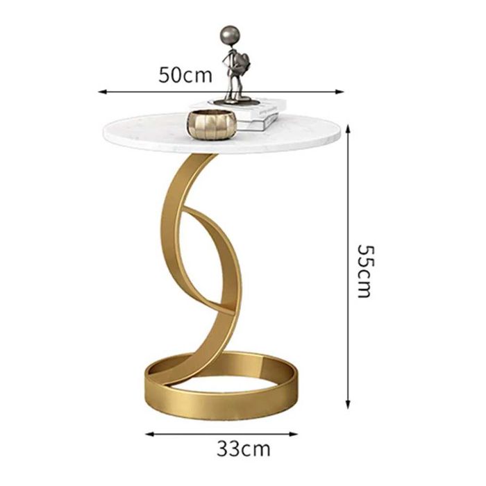 Masuta laterala moderna cu blat tip marmura si cadru metalic