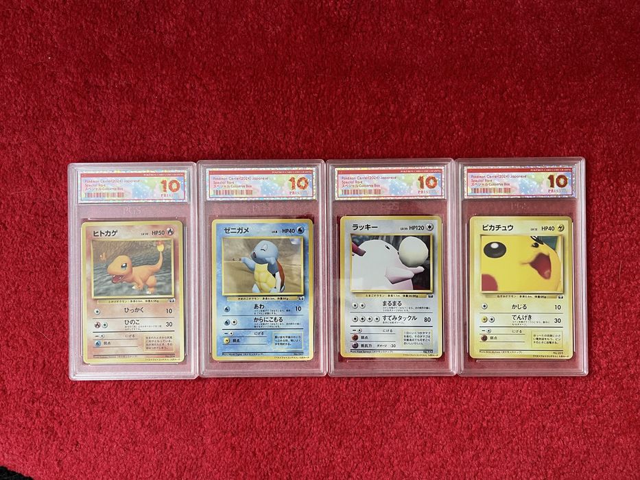 4 Pokemon Cards:Charmander,Squirtle,Chansey & Pikachu