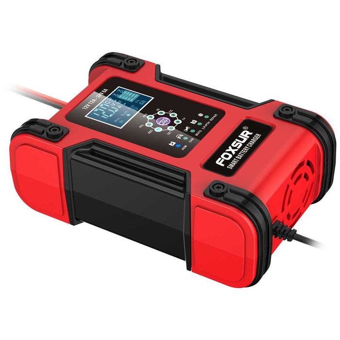 Зарядное устройство Foxsur Зарядка для авто аккумулятора 12В / 24В 12А