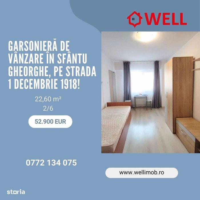 Garsonieră de vânzare în Sfântu Gheorghe, pe strada 1 Decembrie 1918!