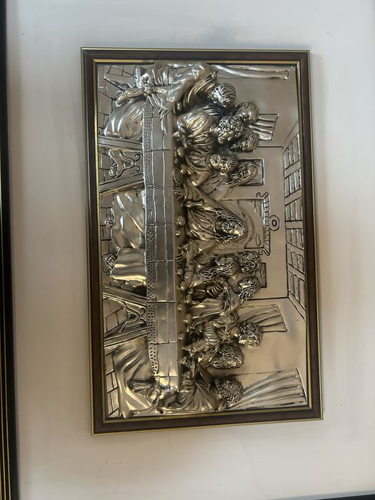 Tablou religios cu foita argint in basorelief