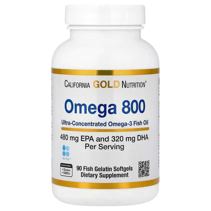 Омега 800, Рыбий жир, California Gold Nutrition, 1 000 мг, 90 капсул