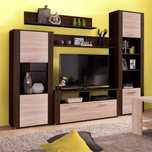 Biblioteca living Opus, wenge + stejar sonoma, 229 cm, 3C