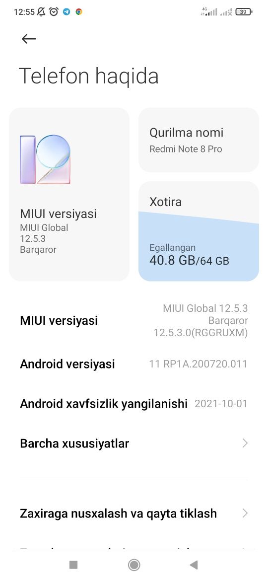 Redmi not 8pro sotiladi xolati yaxshi