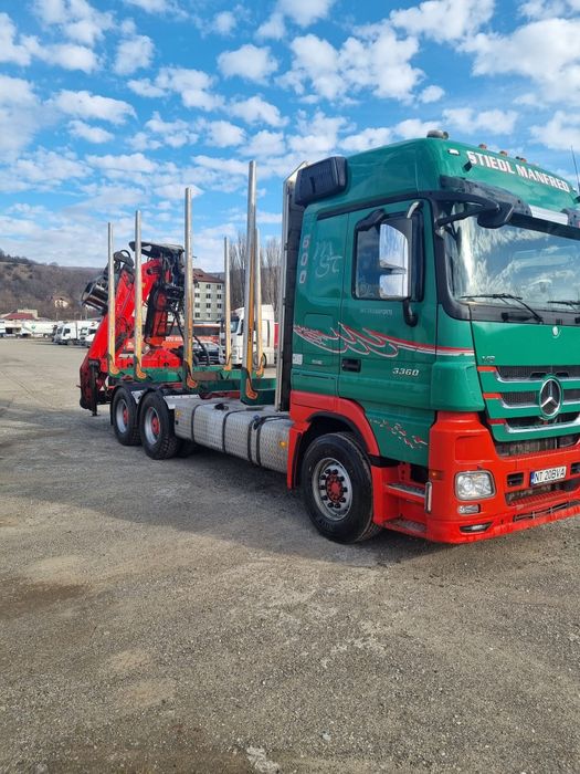 Mercedes MP3 transport lemn busteni forestier macara Epsilon
