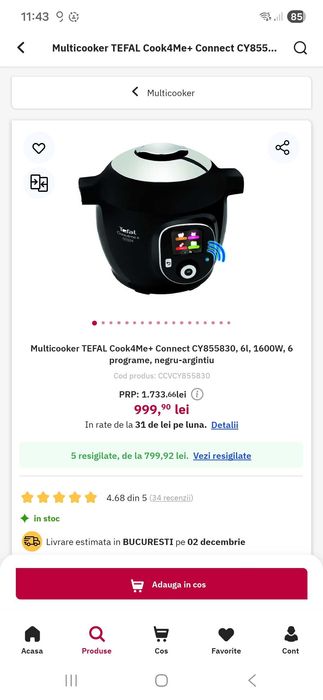 Vand multicooker Tefal Cook4me+ connect