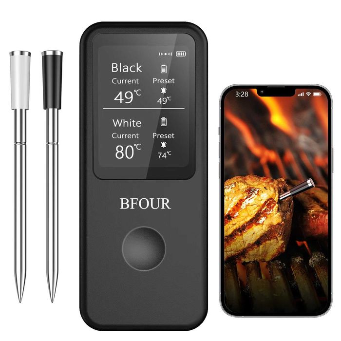 Termometru wireless pentru friptura BFOUR Bluetooth cu 2 sonde IP67