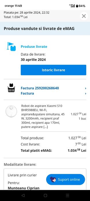 Aspirator Xiaomi S10 - Garantie