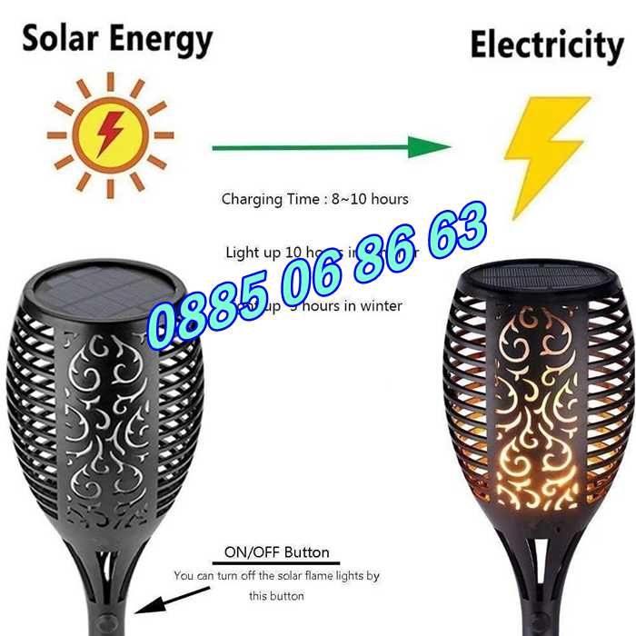 2 размера Градинска соларна лампа факел, соларна лампа факел