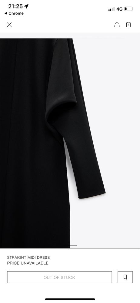 ZARA Rochie lunga asimetrica, neagra masura S