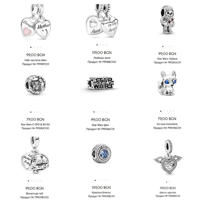 Талисмани Пандора гривни Pandora charms