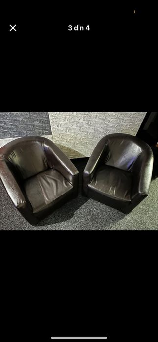 Canapea cu fotoliu din piele