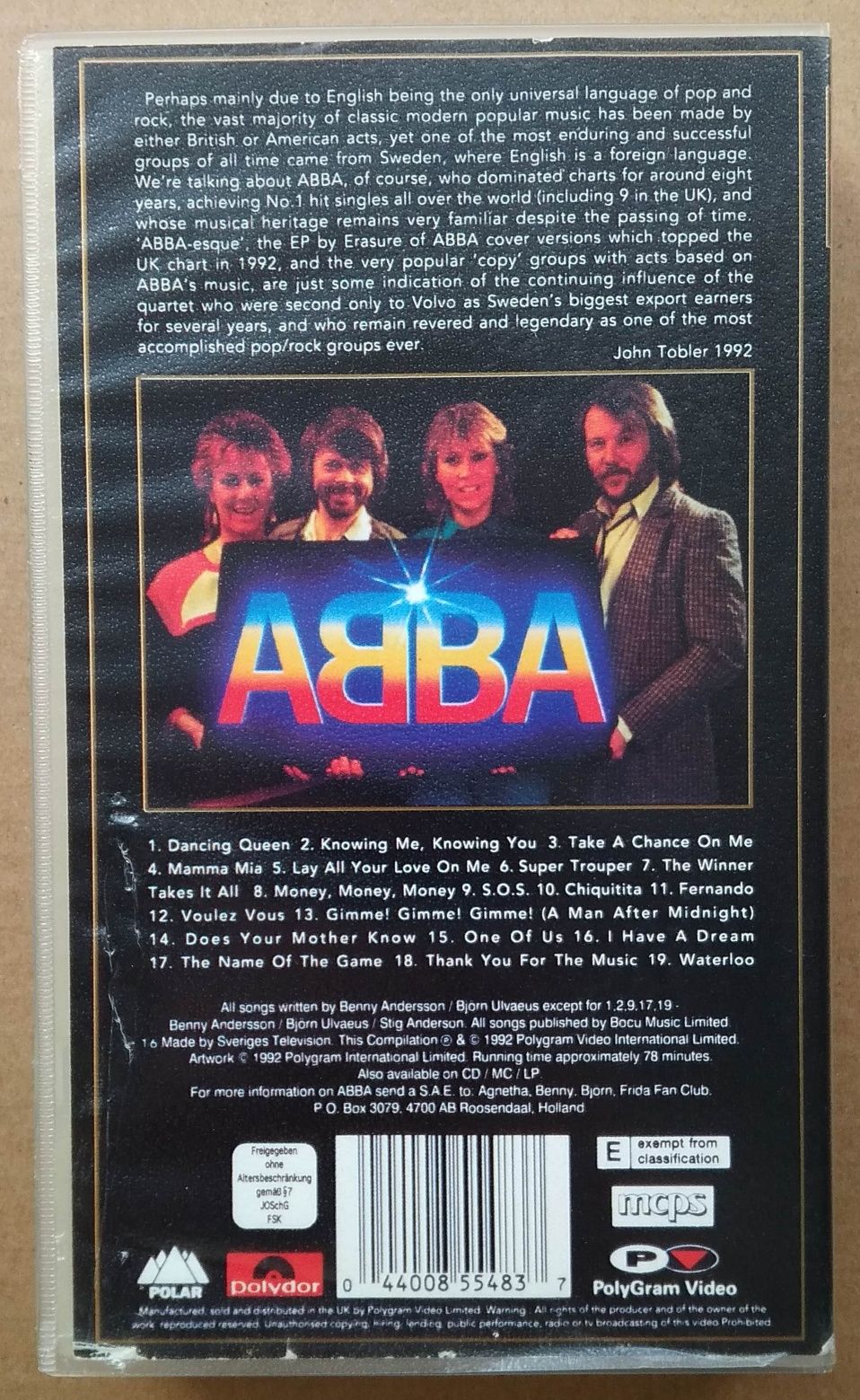 Видеокассета VHS ABBA - GOLD (Greatest Hits) 1992, PolyGram