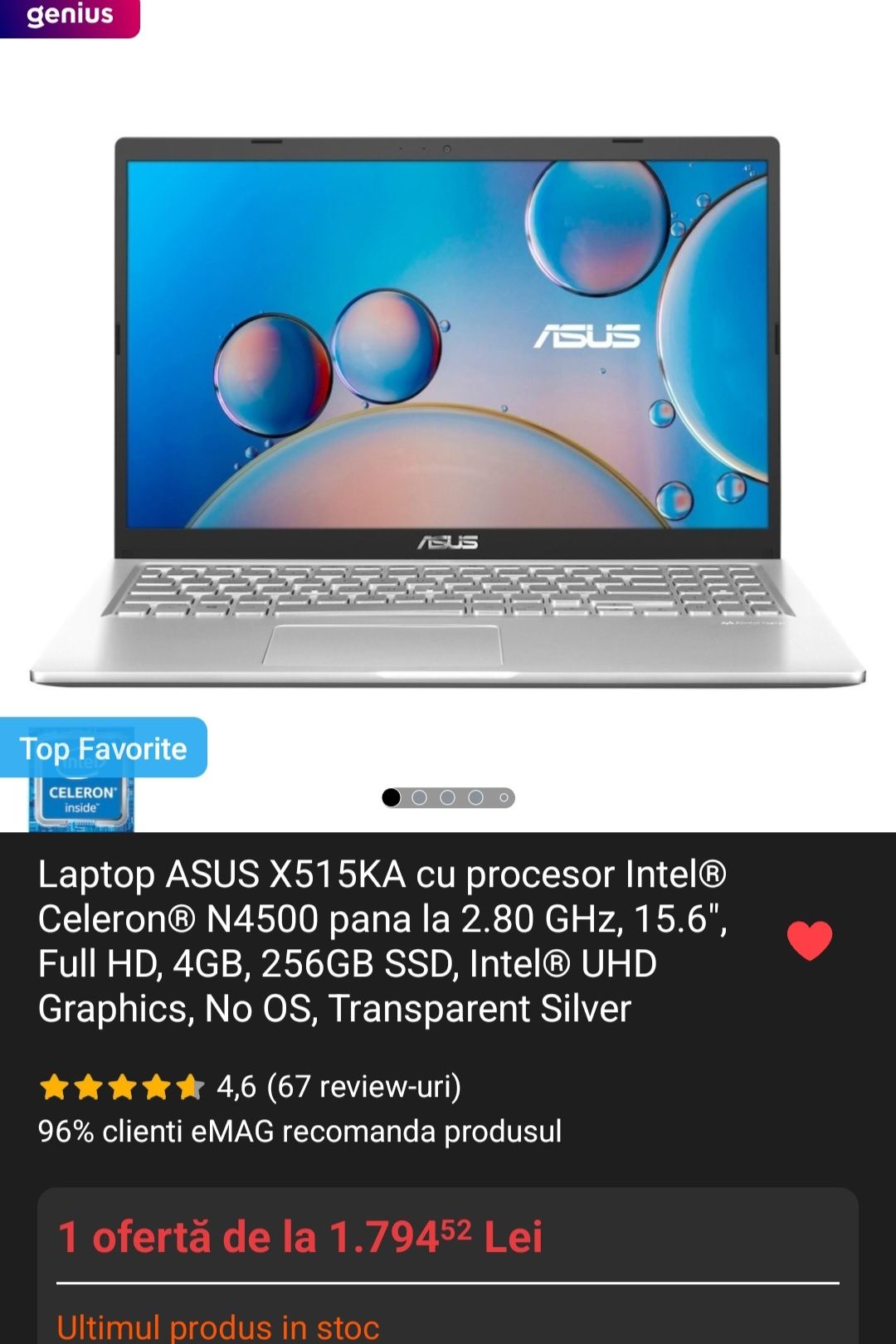 Laptop Asus X515KA ca Nou