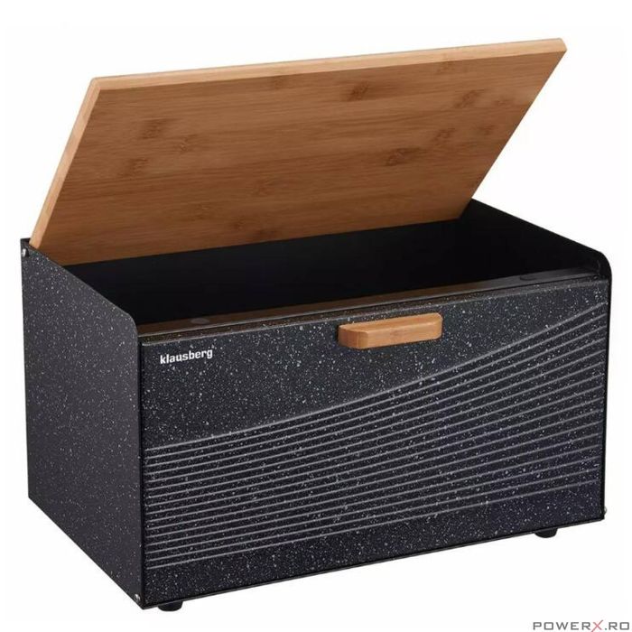 Cutie pentru paine, din oțel, negru, 35.5 x 23.5 x 21 cm, Klausberg