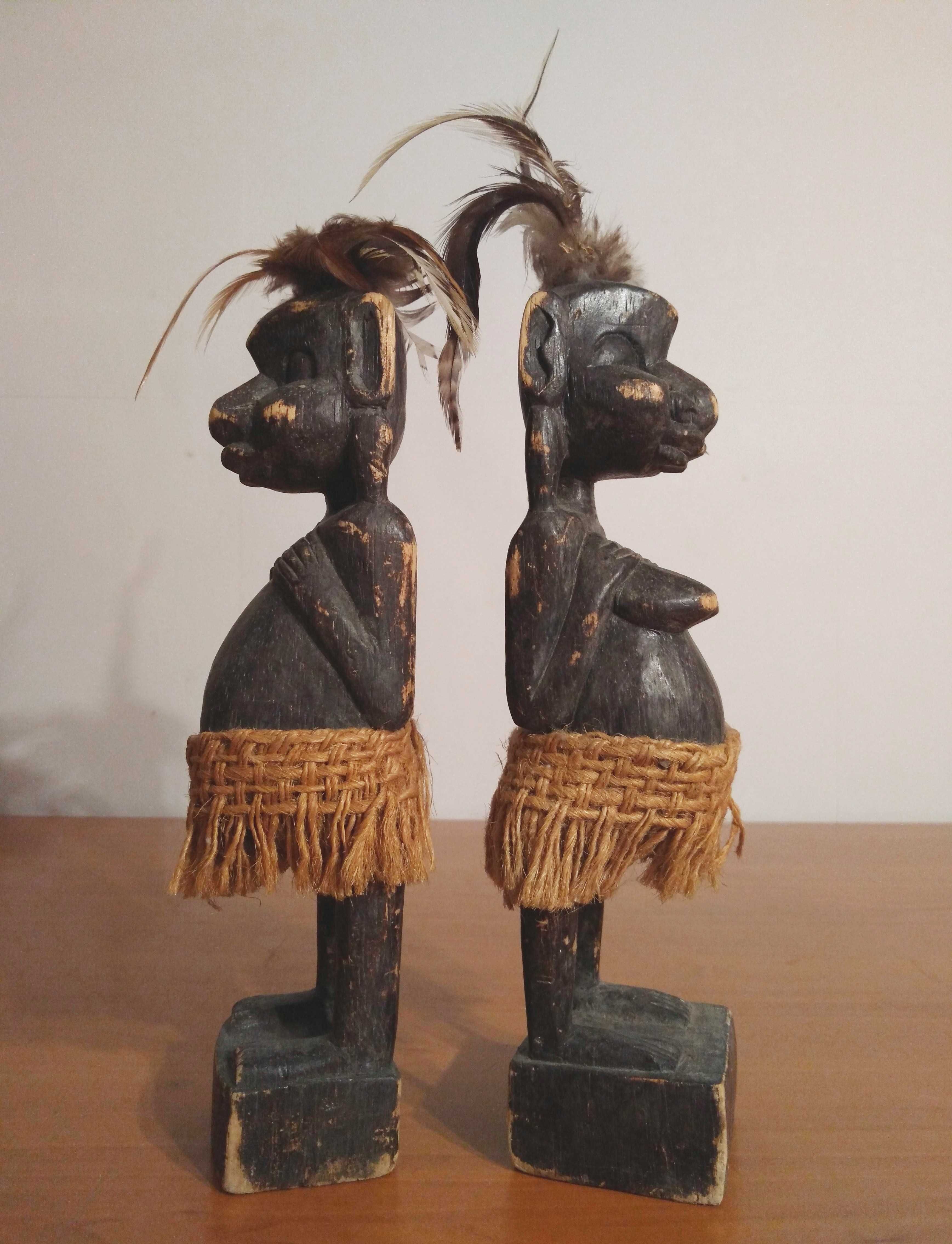 Statuete tribale africane vechi „Cuplu”| lemn exotic sculptat