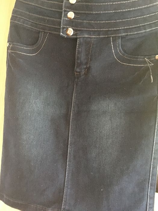 Fusta blugi/Denim elastică talie înaltă