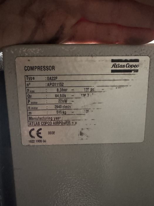 Vand compresor cu surub Atlas Copco Ga22+FF