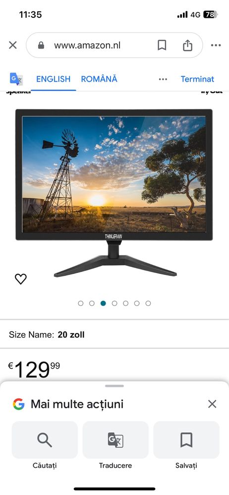 Monitor PC Thinlerain, Afișaj LED de 20 inchi