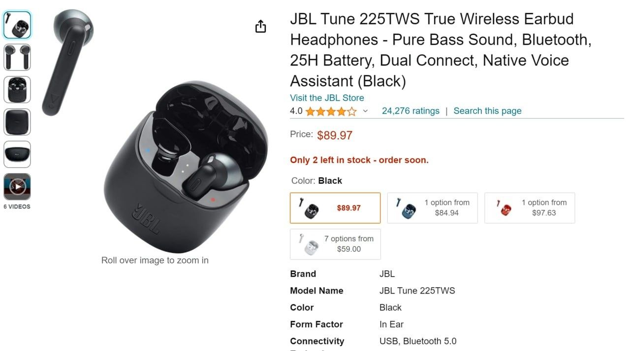 Беспроводные наушники JBL tune225tws