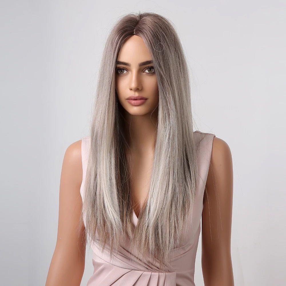 Peruca R236 Blonda Ombre Gri Silver Platinata blond platinat