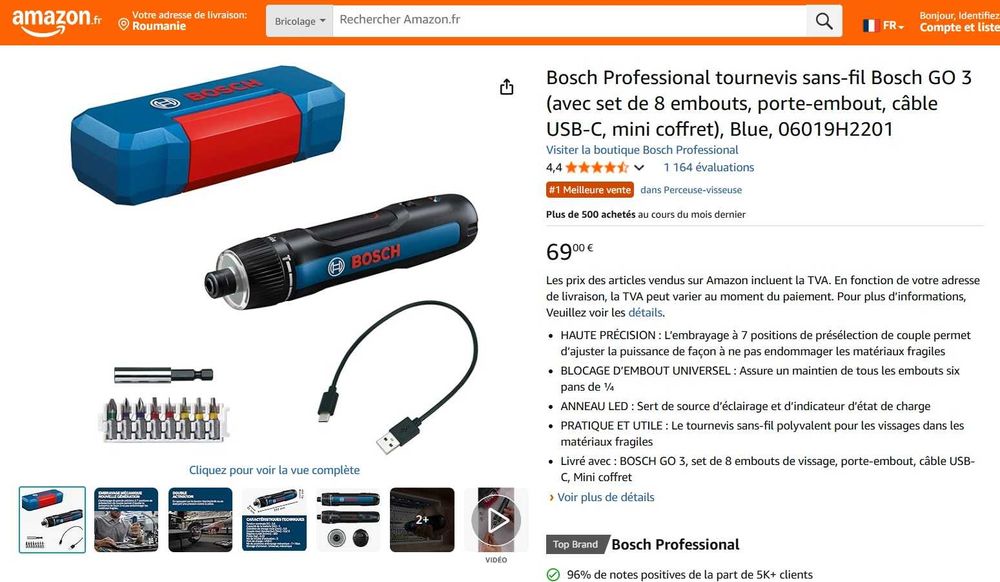 Șurubelniță fără fir Bosch Professional Bosch GO 3, in cutie