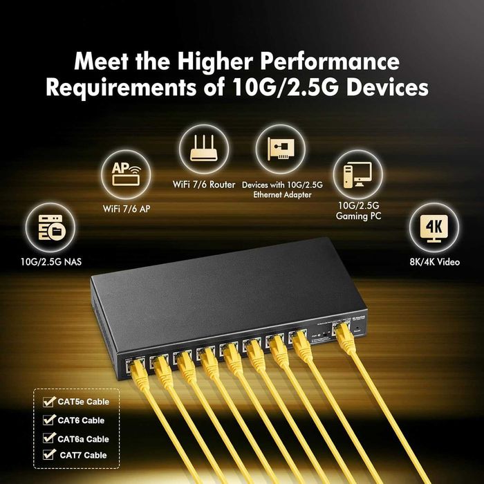 Switch ethernet MokerLink 8 port 2.5G PoE gestionat,10G Uplink,120W