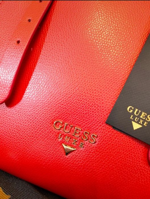 Geanta GUESS Luxe, piele saffiano