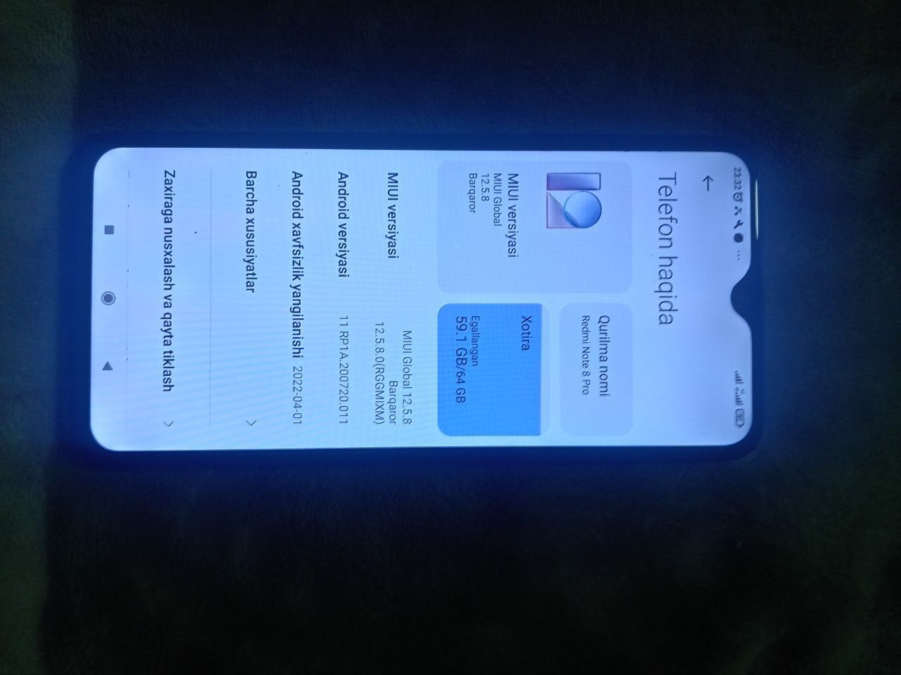 Redmi not 8 pro turibdi