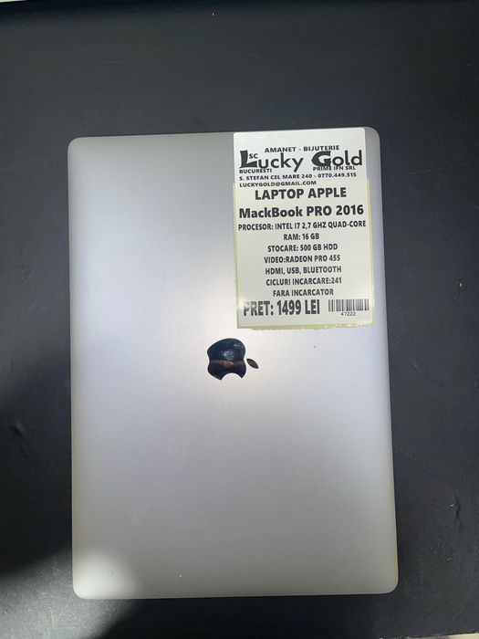 MacBook Pro (2016) 15Inch 500GB Hdd / 16GB RAM (241C) #47222