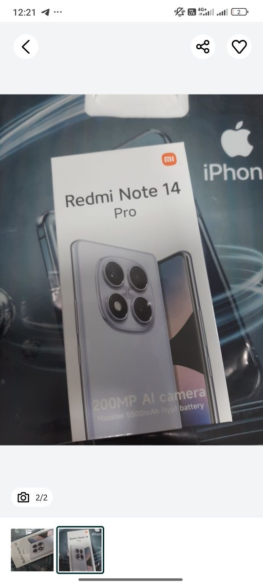 Redmi note 14 pro (8+4)/256 rangi qora