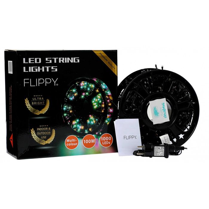 Instalație LED Crăciun 100m – 1000 becuri multicolor cu transformator