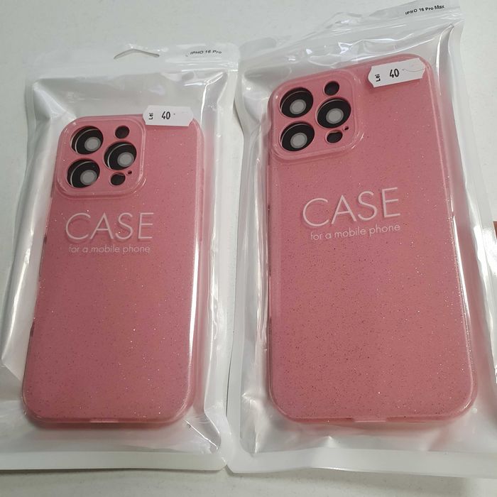 Husa iPhone 16 Pro Max cu sclipici - Protectie Camera - Pink