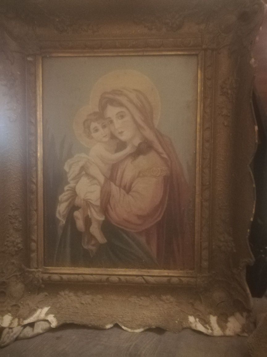 Vând tablou cu Fecioara Maria și cu Isus Hristos