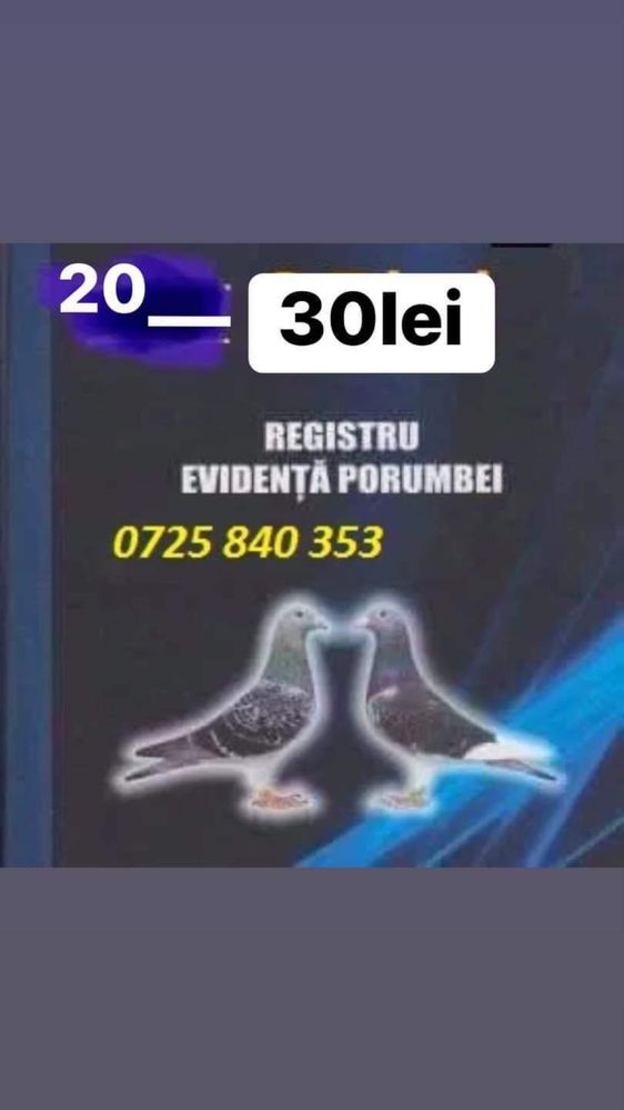 Registru pentru evidenta porumbei