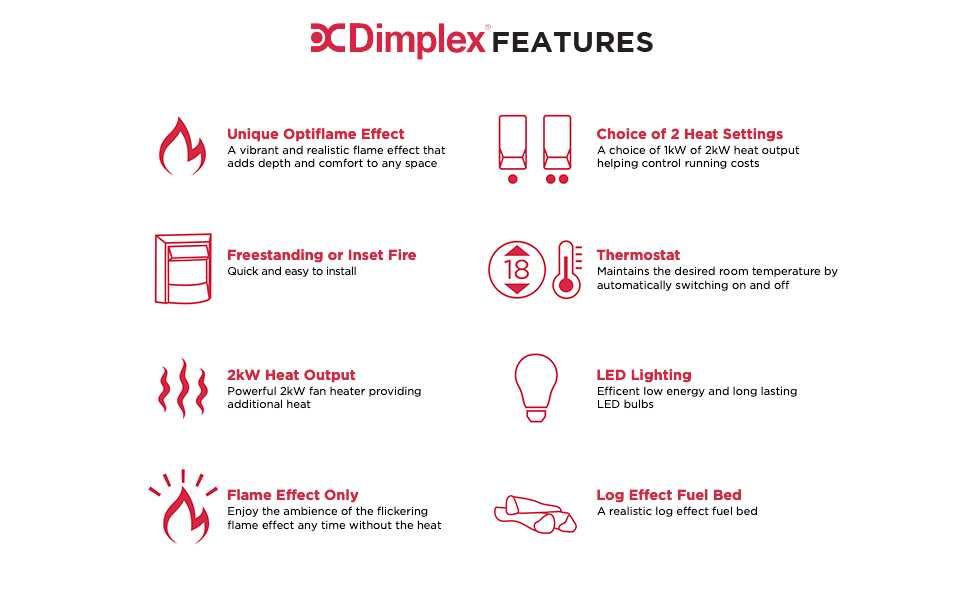 Semineu electric - DIMPLEX Clement Optiflame, LED, efect flacara, 2 kW