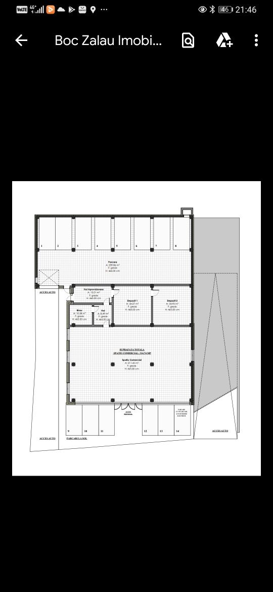 Închiriez spatii comerciale Zalău central 250-555 m2