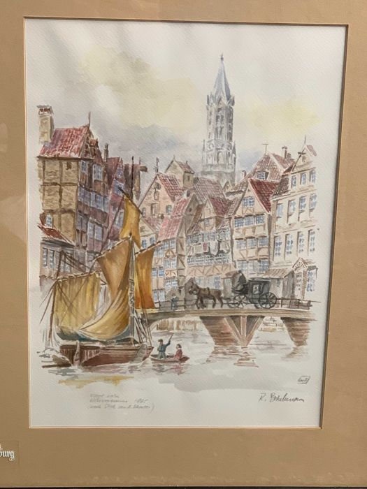 стара картина акварел от 1865г