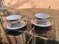 Set 2 cesti portelan ceai cafea cu farfurie